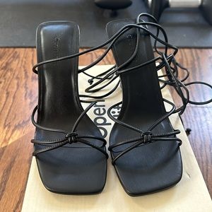 Open Edit (Nordstrom) Lace Up Black Heels